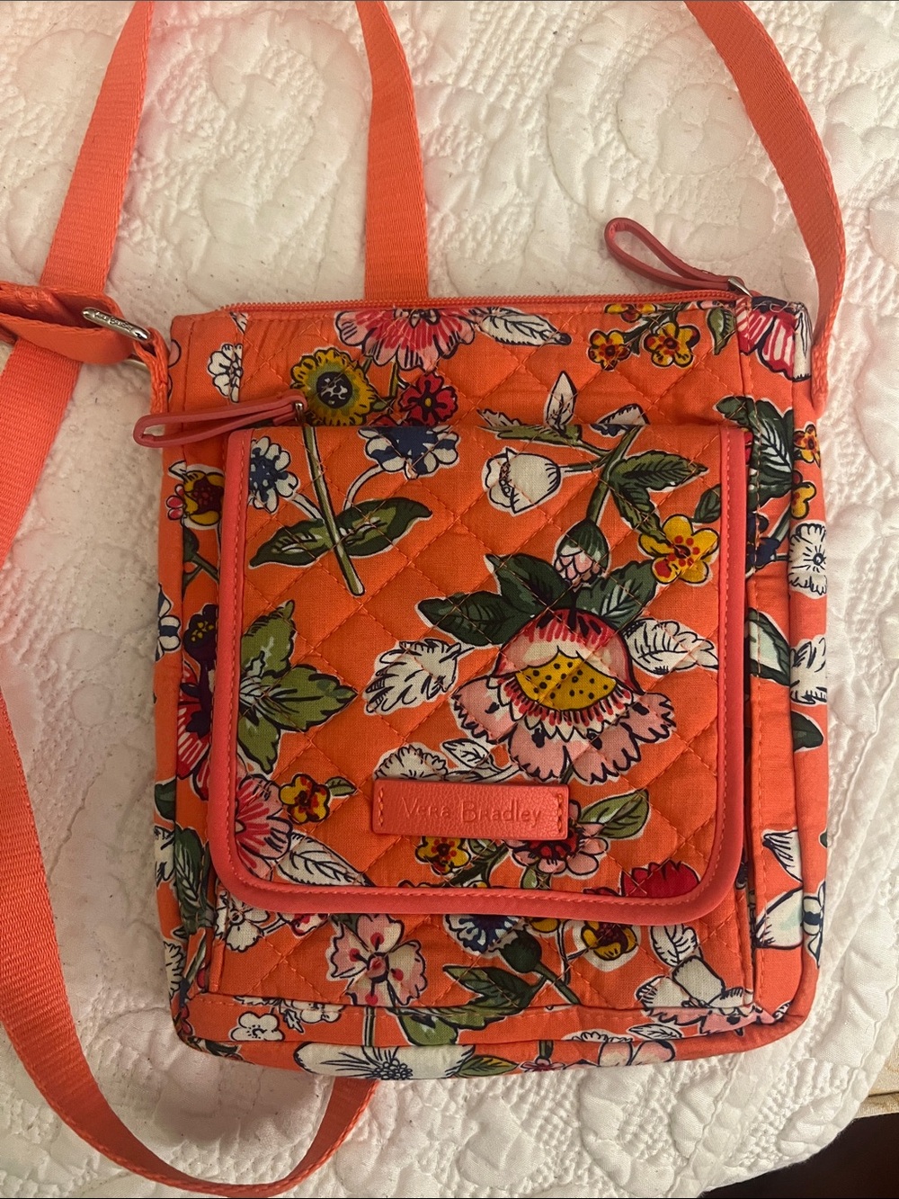 NWOT * Vera Bradley Coral Orange Floral Quilted Crossbody